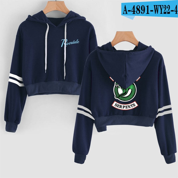 Women Sexy Crop Top Hoodies RIVERDALE Southside Serpent Print harajuku Casual Hoodies Sweatshirts - EverythingWhatYouWant