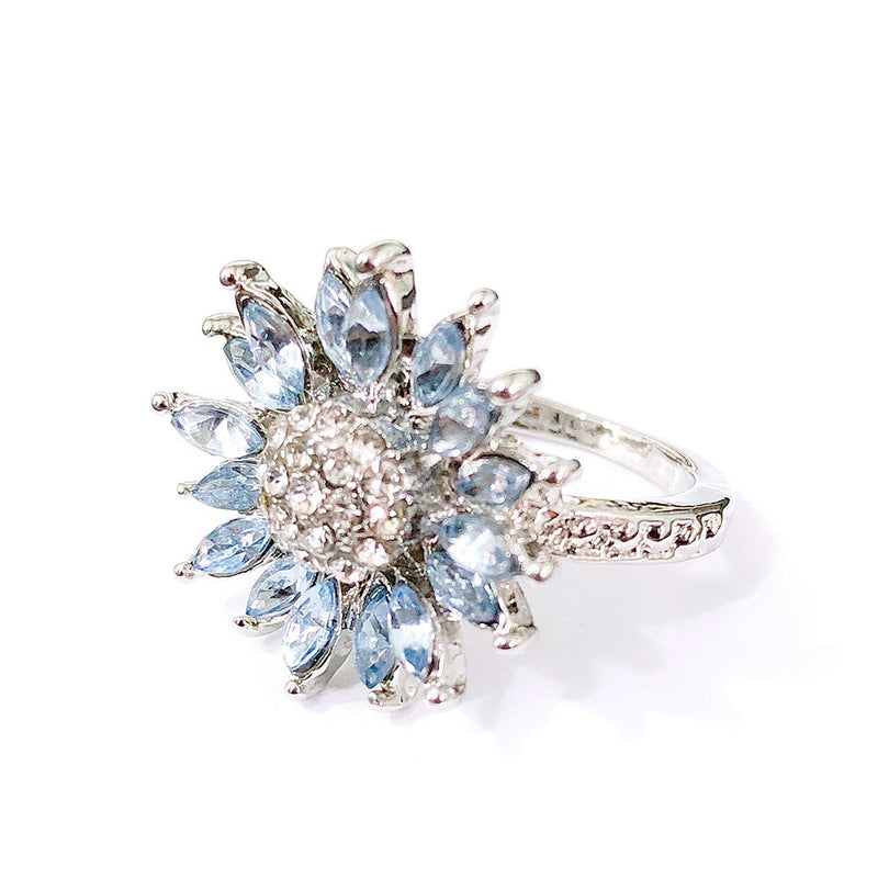 Sunflower Ring Female With Light Blue Zircon - EverythingWhatYouWant