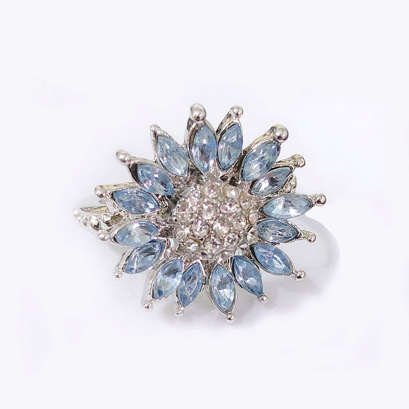 Sunflower Ring Female With Light Blue Zircon - EverythingWhatYouWant