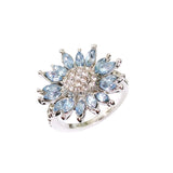 Sunflower Ring Female With Light Blue Zircon - EverythingWhatYouWant