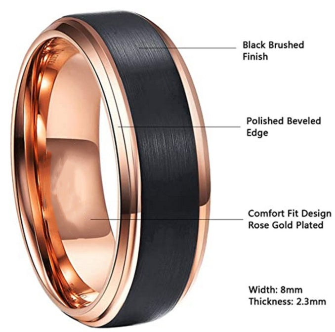 Two Tone Tungsten Steel Ring Men's Jewelry - EverythingWhatYouWant