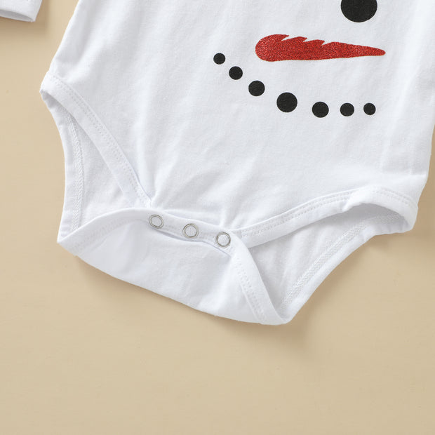 Baby Girls Christmas Clothing Sets Cartoon Deer Snowman Bodysuit +Tulle Skirts+Headband Autumn Girl Clothes - EverythingWhatYouWant