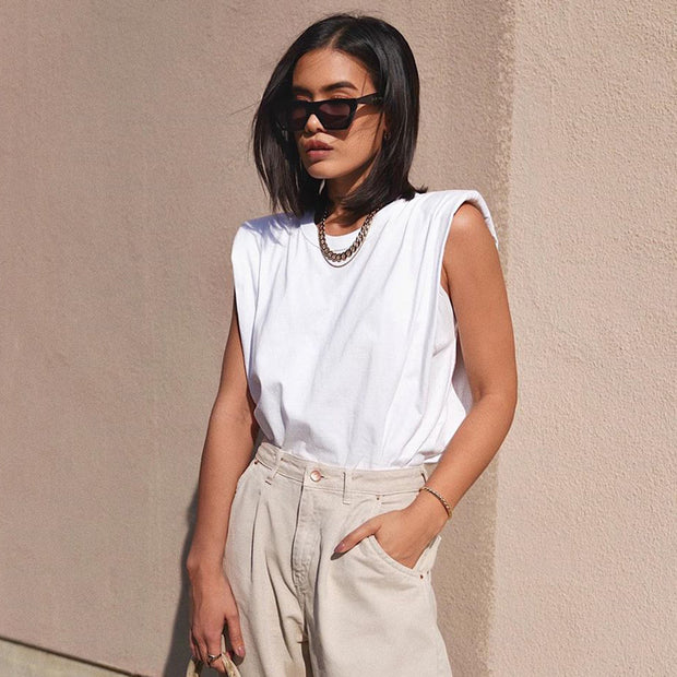 Women Summer Sleeveless Tops Female O Neck White Women Blouse Shirt Ladies Loose Solid Chic Casual Blouses Black Cotton Blouse - EverythingWhatYouWant