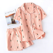 Women Cotton Pajama Sets Carrot Print Pattern Long Sleeve Shirt+trousers Soft Sleepwear Set Nightie Home Clothes Autumn - EverythingWhatYouWant