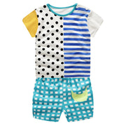 Baby Boys Clothing Sets Baseball Uniform 2pcs/Set  Baby Girls Clothes Cartoon Blue Whale Short Sleeve Infant Cotton Underwear - EverythingWhatYouWant