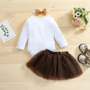 Children Clothing Set For Girls Toddler Infant Turkey Thanksgiving Day Romper Tops+skirt+headband Sets Baby Girl Clothing Ropa - EverythingWhatYouWant