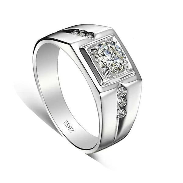 One Carat Six-Claw Diamond Ring with Zircon Accents - EverythingWhatYouWant