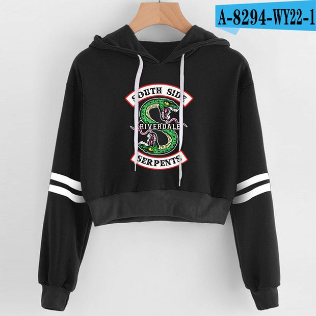 Women Sexy Crop Top Hoodies RIVERDALE Southside Serpent Print harajuku Casual Hoodies Sweatshirts - EverythingWhatYouWant