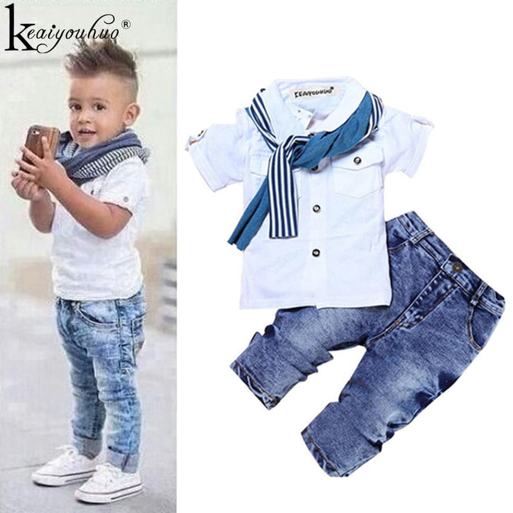 Toddler Boy Clothes Summer Children Clothing Boys Sets Costume For Kids Clothes Sets T-shirt+Jeans Sport Suits 2 3 4 5 6 7 Years - EverythingWhatYouWant