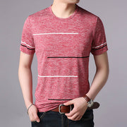 T Shirts Mens Summer O Neck Cotton Trending Streetwear Tops Striped Short Sleev Cool Tee Mens Clothing - EverythingWhatYouWant