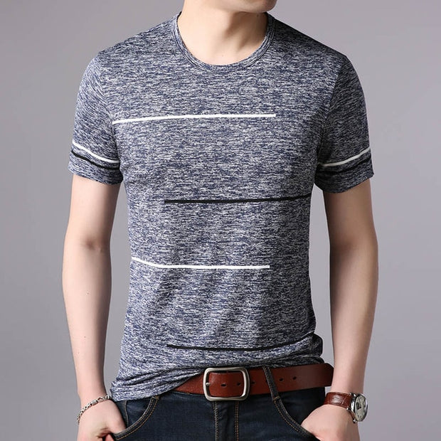 T Shirts Mens Summer O Neck Cotton Trending Streetwear Tops Striped Short Sleev Cool Tee Mens Clothing - EverythingWhatYouWant