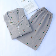 Women Cotton Pajama Sets Carrot Print Pattern Long Sleeve Shirt+trousers Soft Sleepwear Set Nightie Home Clothes Autumn - EverythingWhatYouWant
