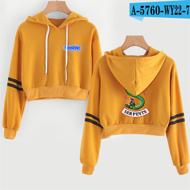 Women Sexy Crop Top Hoodies RIVERDALE Southside Serpent Print harajuku Casual Hoodies Sweatshirts - EverythingWhatYouWant