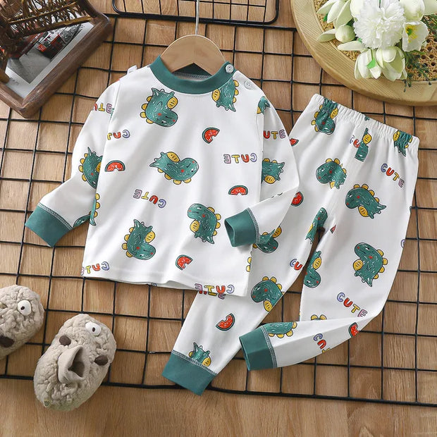 Boys Girls Pajama Sets Cartoon Print Long Sleeve Cute T-Shirt Tops with Pants Toddler Baby Spring Autumn Sleeping Clothes - EverythingWhatYouWant