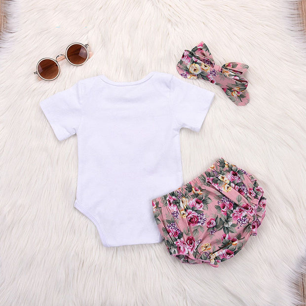 Wisefin Newborn Baby Girl Clothing Set Summer Baby Bodysuits+Floral PP Shorts+Headband Infant Outfits Cute Toddler Girl Clothes - EverythingWhatYouWant