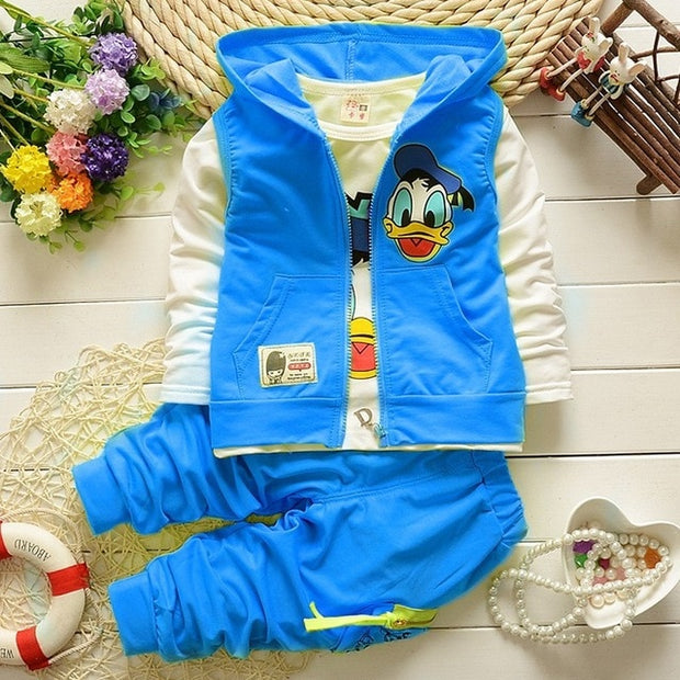 Boys Clothes Suits Cartoon Donald Duck Baby Kids Boys Outerwear Hoodie Jacket Baby Sport Boys Clothing Sets Suits - EverythingWhatYouWant