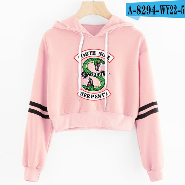 Women Sexy Crop Top Hoodies RIVERDALE Southside Serpent Print harajuku Casual Hoodies Sweatshirts - EverythingWhatYouWant