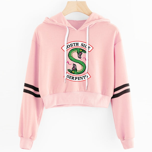 Women Sexy Crop Top Hoodies RIVERDALE Southside Serpent Print harajuku Casual Hoodies Sweatshirts - EverythingWhatYouWant