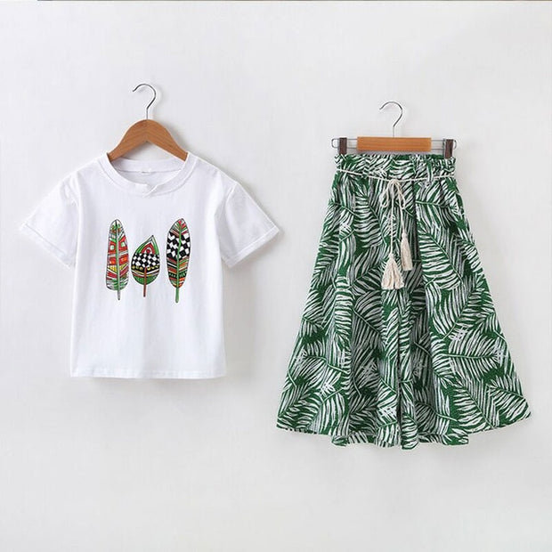 Summer Girls Clothes Sets Baby Girl Short Sleeve Shirt Top+Shorts Suits Kids Clothing Printed Children's Clothes 2pcs - EverythingWhatYouWant