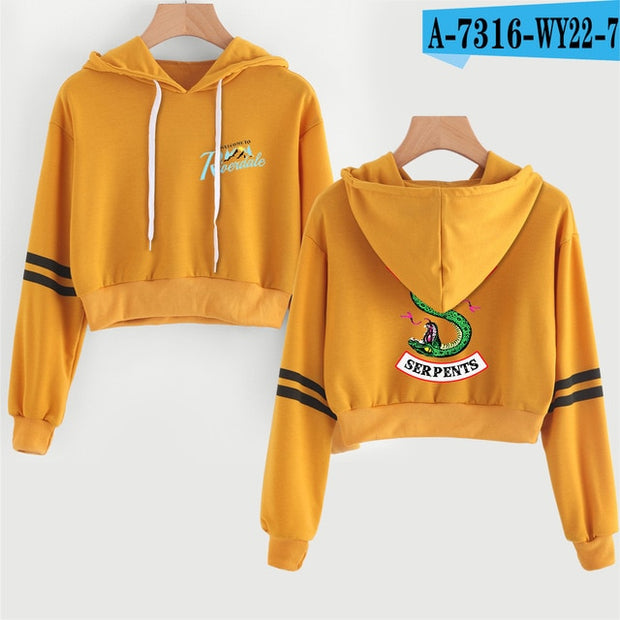 Women Sexy Crop Top Hoodies RIVERDALE Southside Serpent Print harajuku Casual Hoodies Sweatshirts - EverythingWhatYouWant