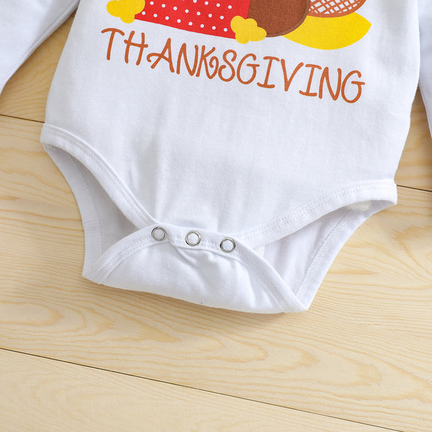 Children Clothing Set For Girls Toddler Infant Turkey Thanksgiving Day Romper Tops+skirt+headband Sets Baby Girl Clothing Ropa - EverythingWhatYouWant