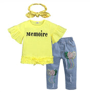 Children Sets for Girls Girls Suits for Children Girls T-shirt + Pants + Headband 3pcs. Suit - EverythingWhatYouWant