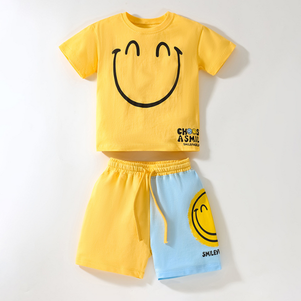Children T shirt short sleeved color matching cotton children set - EverythingWhatYouWant