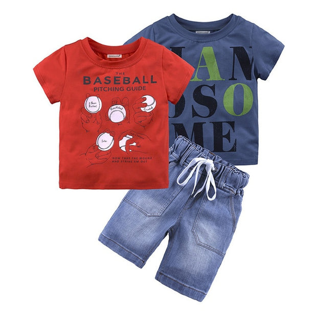 Boys Clothes Summer Children Clothing Sets Boys Sport Suits T-shirt Suspender Trousers 2pcs Costume Kids Clothes Sets - EverythingWhatYouWant
