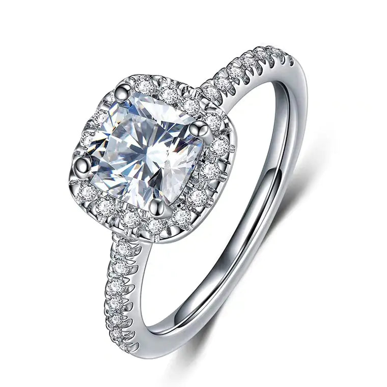 One Carat Six-Claw Diamond Ring with Zircon Accents - EverythingWhatYouWant
