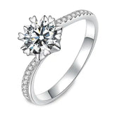 One Carat Six-Claw Diamond Ring with Zircon Accents - EverythingWhatYouWant