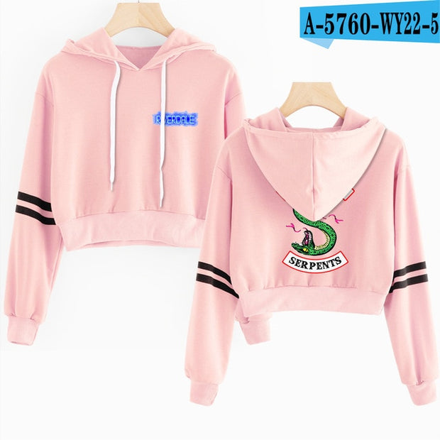 Women Sexy Crop Top Hoodies RIVERDALE Southside Serpent Print harajuku Casual Hoodies Sweatshirts - EverythingWhatYouWant
