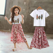 Summer Girls Clothes Sets Baby Girl Short Sleeve Shirt Top+Shorts Suits Kids Clothing Printed Children's Clothes 2pcs - EverythingWhatYouWant