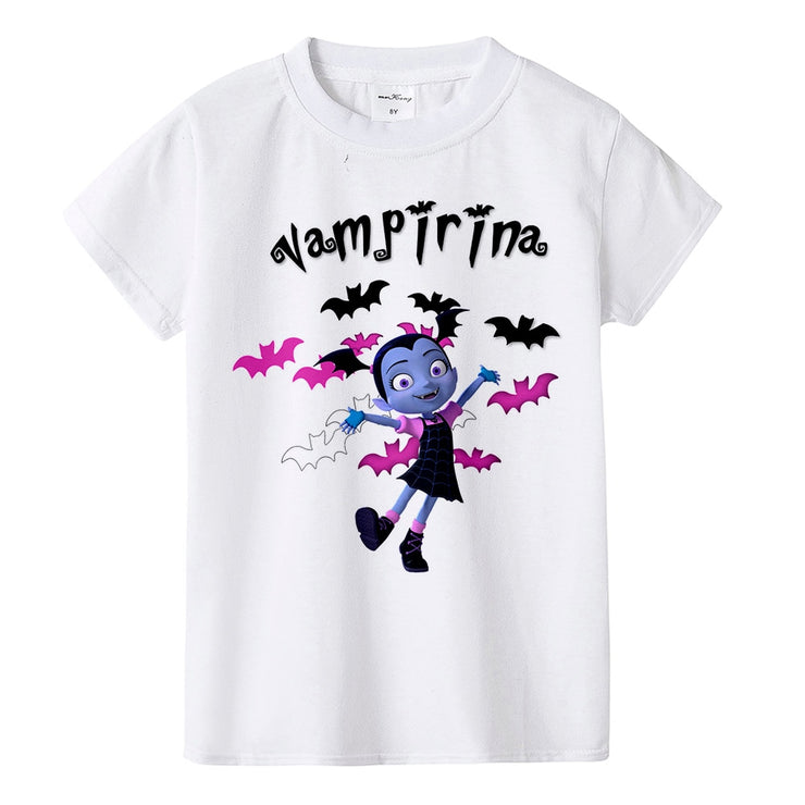 1-12 years old teens todder baby infant casual summer dress cartoon Vampirina T-Shirts+Net Veil Dress kids Vampire 2Pcs clothes - EverythingWhatYouWant