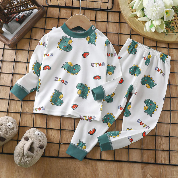 Boys Girls Pajama Sets Cartoon Print Long Sleeve Cute T-Shirt Tops with Pants Toddler Baby Spring Autumn Sleeping Clothes - EverythingWhatYouWant
