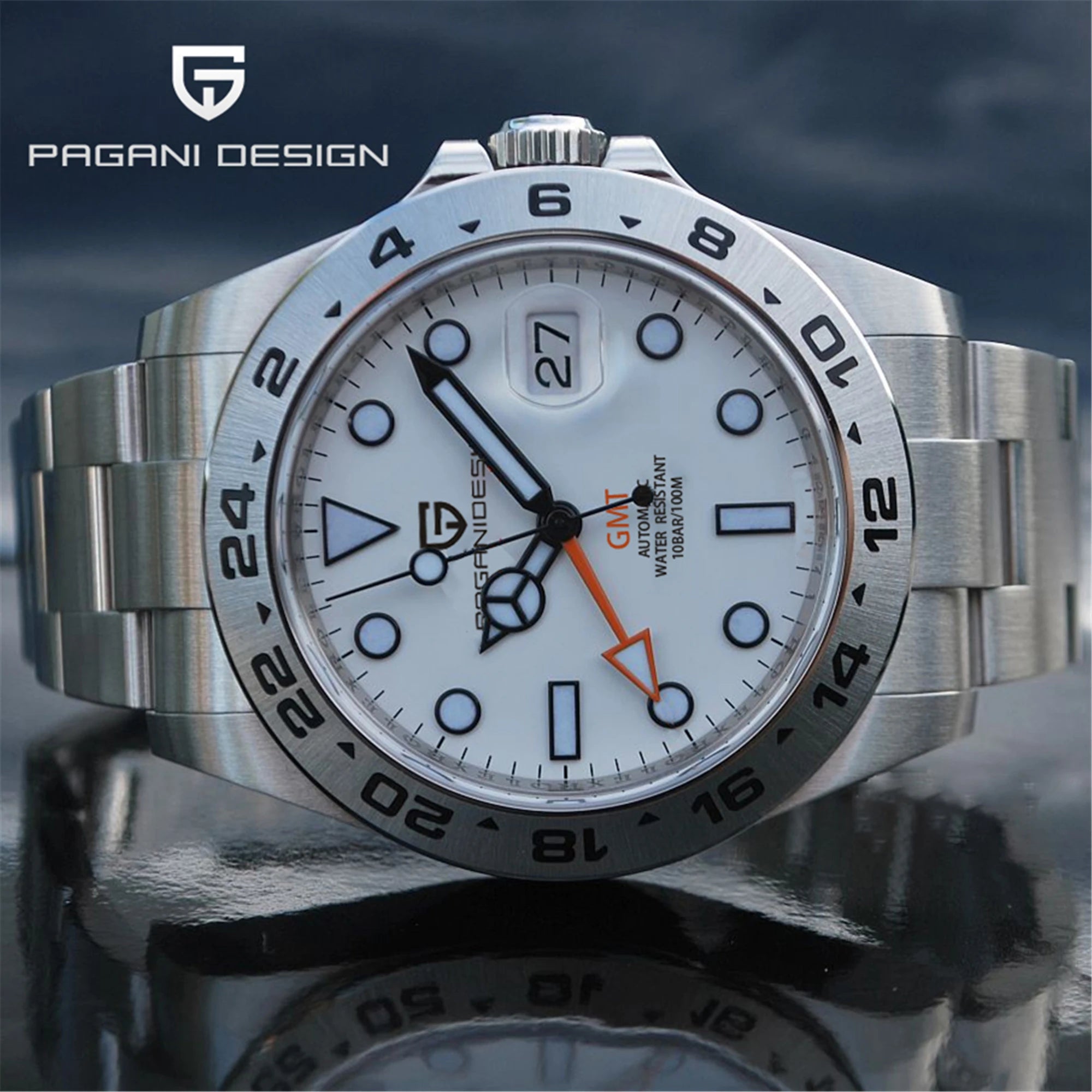 Pagani Design PD1682 Men’s GMT Watch 42mm Automatic Mechanical DG5833 Sapphire Crystal Stainless Steel Waterproof Black Vintage - EverythingWhatYouWant
