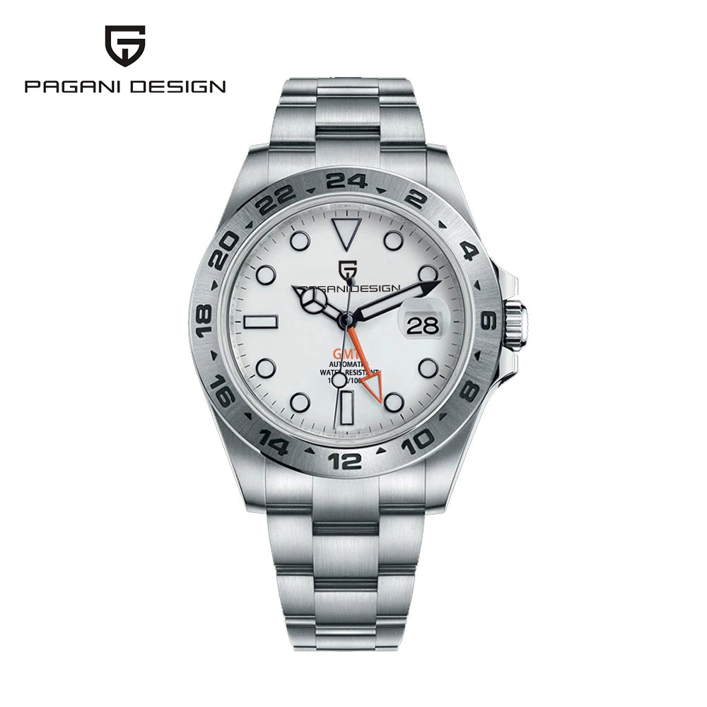 Pagani Design PD1682 Men’s GMT Watch 42mm Automatic Mechanical DG5833 Sapphire Crystal Stainless Steel Waterproof Black Vintage - EverythingWhatYouWant