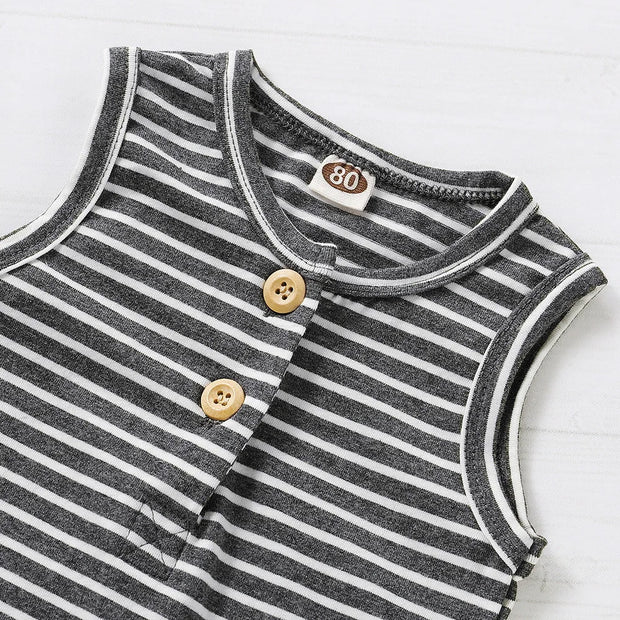 Summer Baby Shorts Set For Girls Boys Newborn Clothes 2Pcs Bottom Vest+Striped Shorts Sleeveless Toddler Boy Clothing Suit D30 - EverythingWhatYouWant