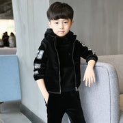 Brand Boys Warm Thicken Fleece Hoodies+Pants+Vest 3pcs Sets Girl Winter Sets Children Clothes Kids Casual Suits Christmas Outfit - EverythingWhatYouWant