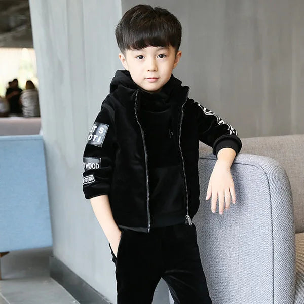 Brand Boys Warm Thicken Fleece Hoodies+Pants+Vest 3pcs Sets Girl Winter Sets Children Clothes Kids Casual Suits Christmas Outfit - EverythingWhatYouWant