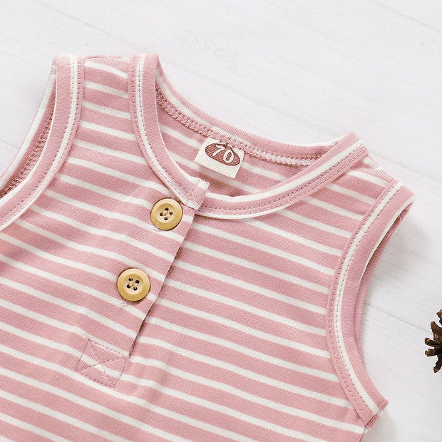 Summer Baby Shorts Set For Girls Boys Newborn Clothes 2Pcs Bottom Vest+Striped Shorts Sleeveless Toddler Boy Clothing Suit D30 - EverythingWhatYouWant