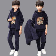Brand Boys Warm Thicken Fleece Hoodies+Pants+Vest 3pcs Sets Girl Winter Sets Children Clothes Kids Casual Suits Christmas Outfit - EverythingWhatYouWant