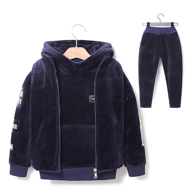 Brand Boys Warm Thicken Fleece Hoodies+Pants+Vest 3pcs Sets Girl Winter Sets Children Clothes Kids Casual Suits Christmas Outfit - EverythingWhatYouWant
