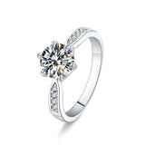 One Carat Six-Claw Diamond Ring with Zircon Accents - EverythingWhatYouWant