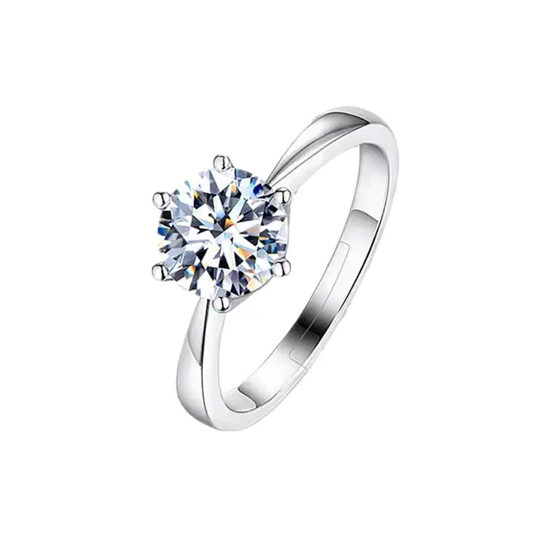 One Carat Six-Claw Diamond Ring with Zircon Accents - EverythingWhatYouWant