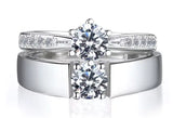 One Carat Six-Claw Diamond Ring with Zircon Accents - EverythingWhatYouWant