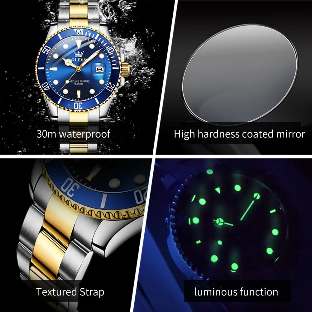 OLEVS 5885 Man Watch Original Brand Waterproof Quartz Watch Stainless Steel Strap Automatic Date Mens Gifts Watches For Man - EverythingWhatYouWant