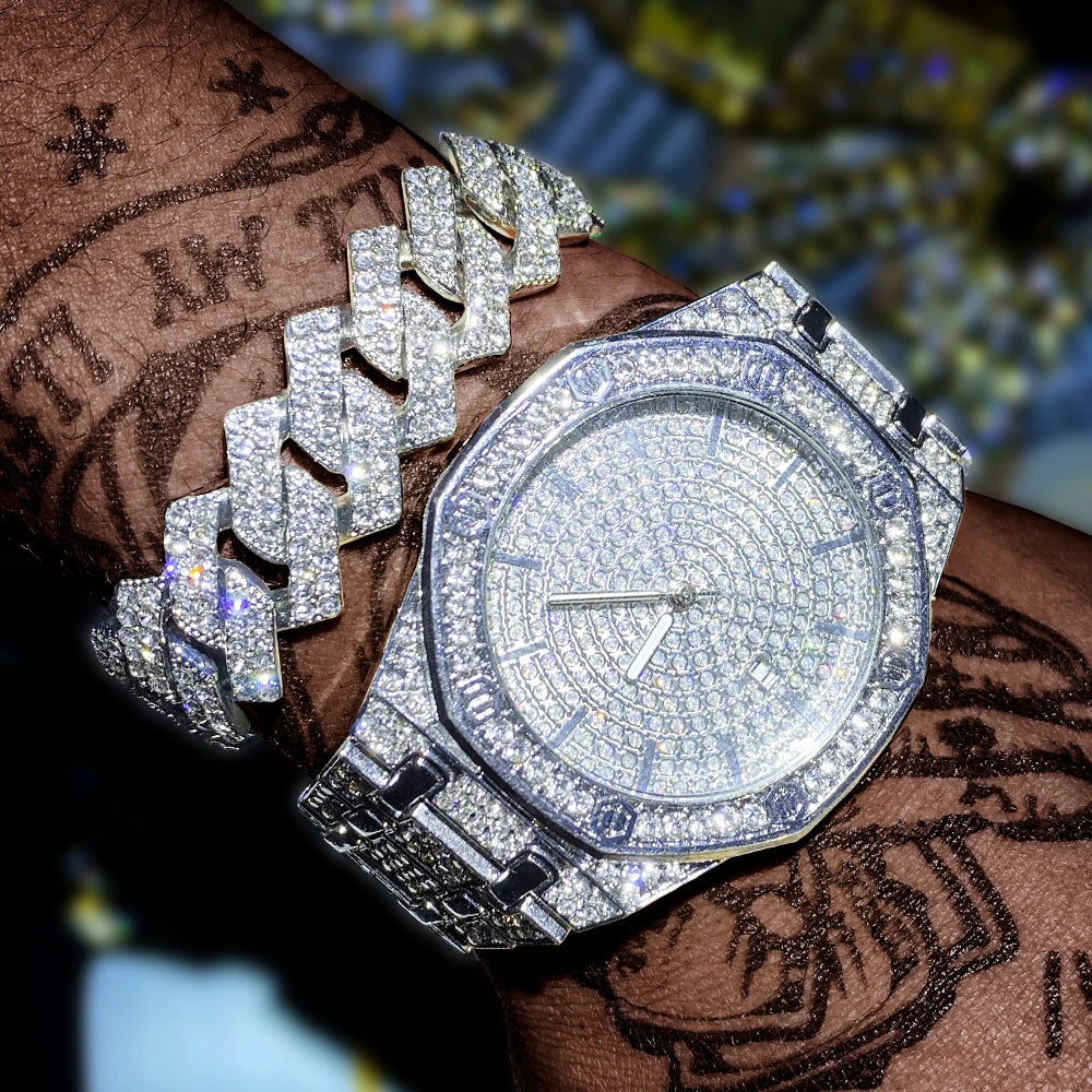 Iced Out Watch for Men Gold Watch for Men Hip Hop Fashion Cool Bling Bling Gold Diamond Luxury Mens Watch Dropshipping Relogio - EverythingWhatYouWant