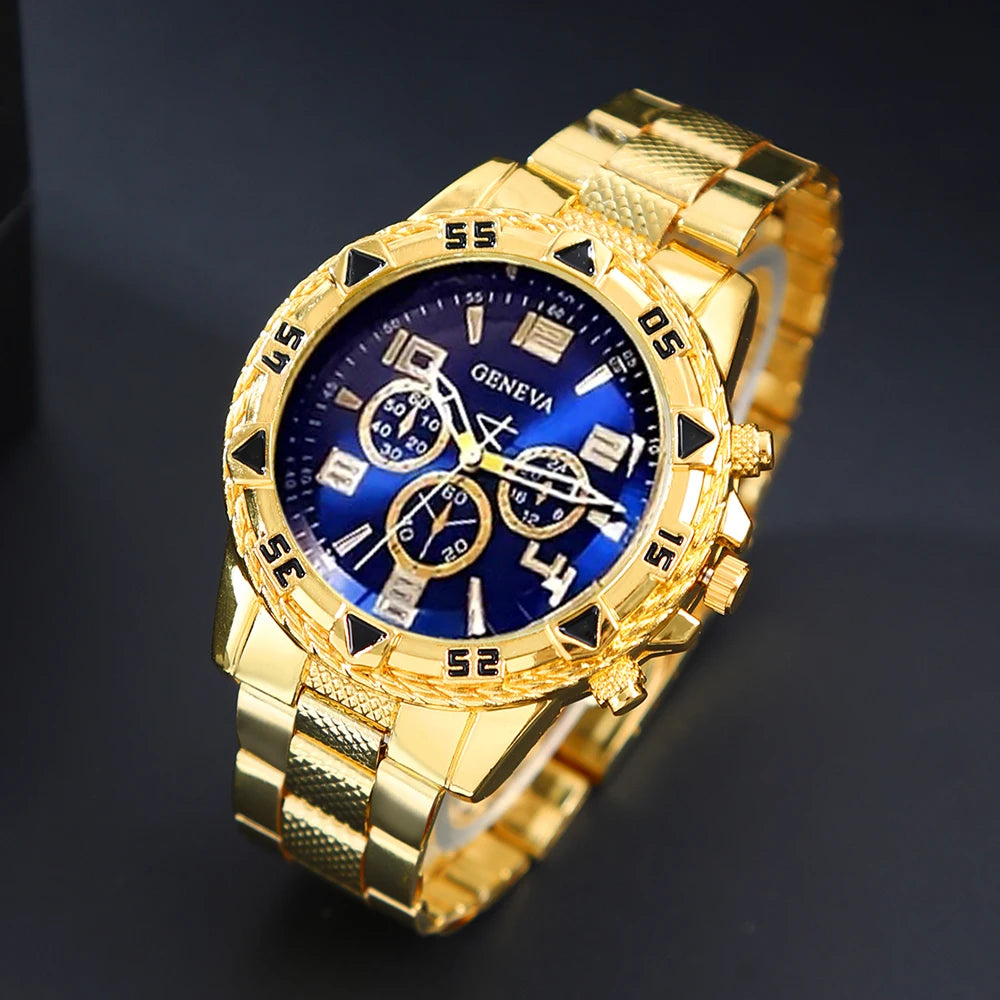 [4pcs/set Business Quartz Watch] Large Dial Trendy Fashion Casual Quartz Wristwatch | Does Not Include Watch Box - EverythingWhatYouWant