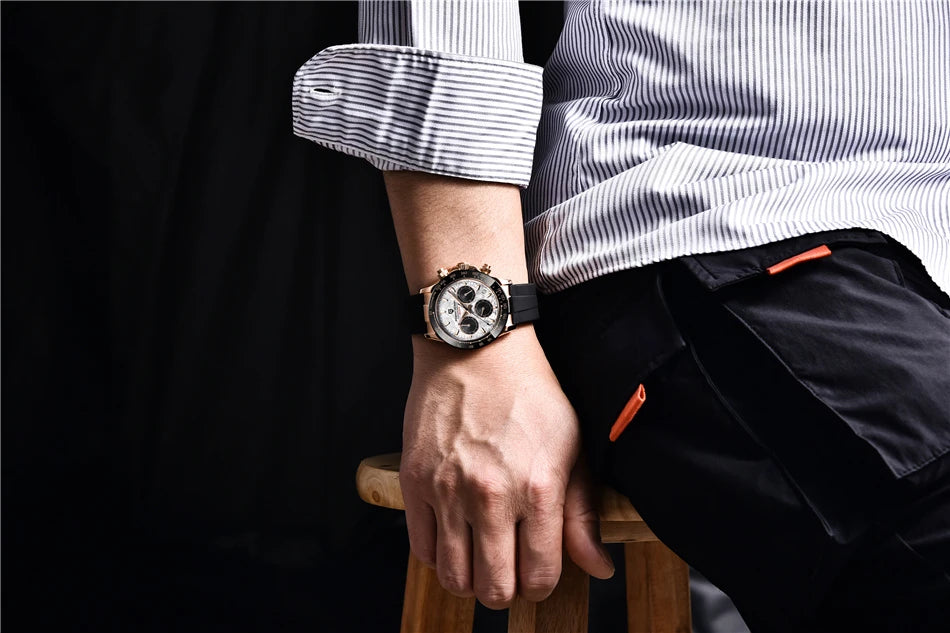 40mm New V2 PAGANI DESIGN Classic fashion Men Quartz Watches Sapphire Retro Chronograph Stainless Steel Waterproof Watch for Men - EverythingWhatYouWant