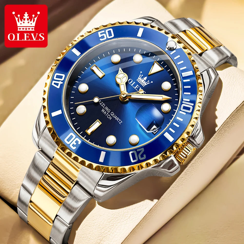 OLEVS 5885 Man Watch Original Brand Waterproof Quartz Watch Stainless Steel Strap Automatic Date Mens Gifts Watches For Man - EverythingWhatYouWant